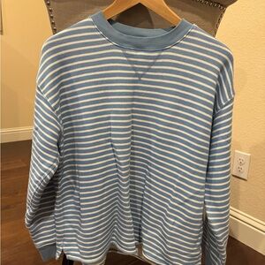 J. Crew Heritage Terry Relaxed Light Blue & White Oversized Crewneck Sweatshirt